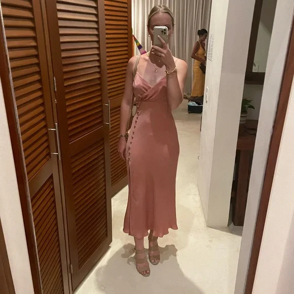 Zara | Dresses | Zara Pink Midi Slip Dress | Poshmark